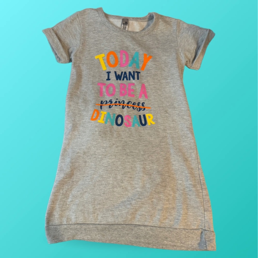 Today I Want to be a DINOSAUR Girls Sweatshirt Dress Size SMALL